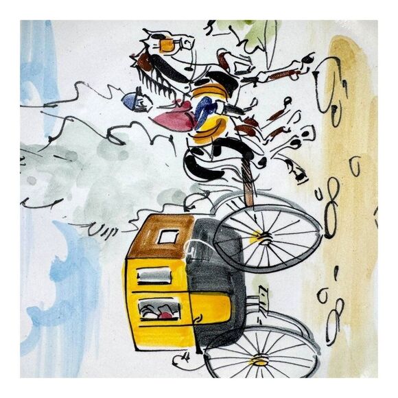 Vintage ARS DERUTA Alla Moda Stylish Horse Carriage Wall Plate Italy Ceramiche - Picture 2 of 7